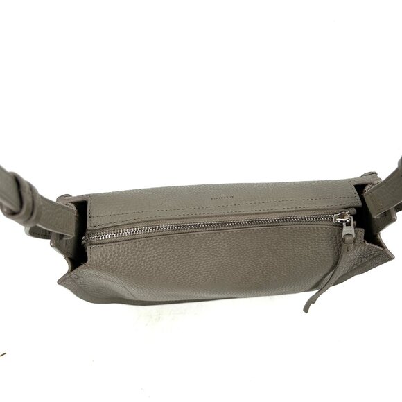 ALLSAINTS Gray Taupe Pebbled Leather Boho Western Crossbody Shoulder Bag Purse - Picture 9 of 16
